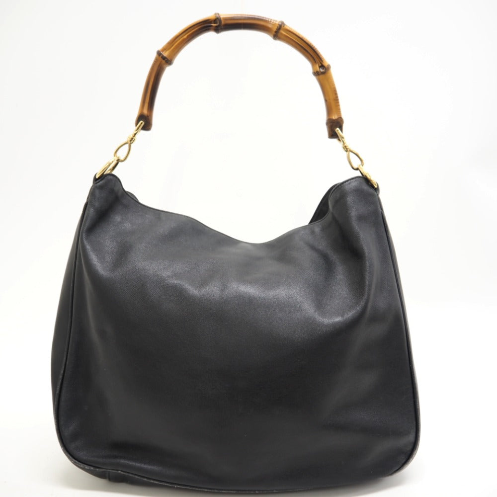 GUCCI Shoulder Bag 001 2852 1577 0 Leather, Bamboo black One Shoulder Bag Bamboo Women Used