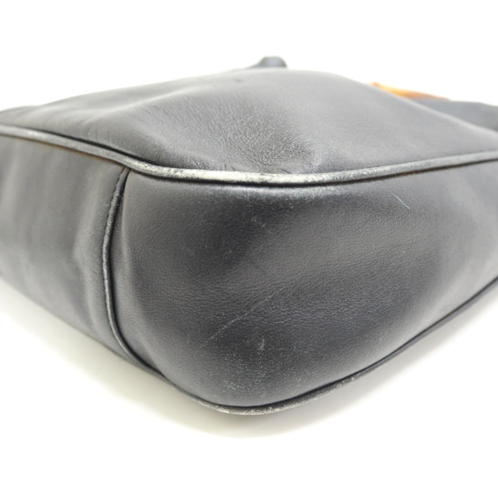 GUCCI Shoulder Bag 001 2852 1577 0 Leather, Bamboo black One Shoulder Bag Bamboo Women Used