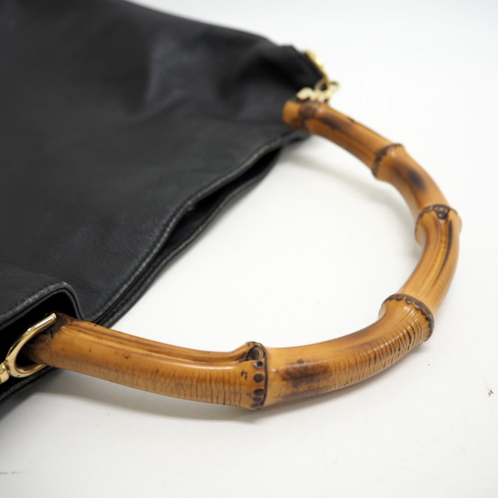 GUCCI Shoulder Bag 001 2852 1577 0 Leather, Bamboo black One Shoulder Bag Bamboo Women Used