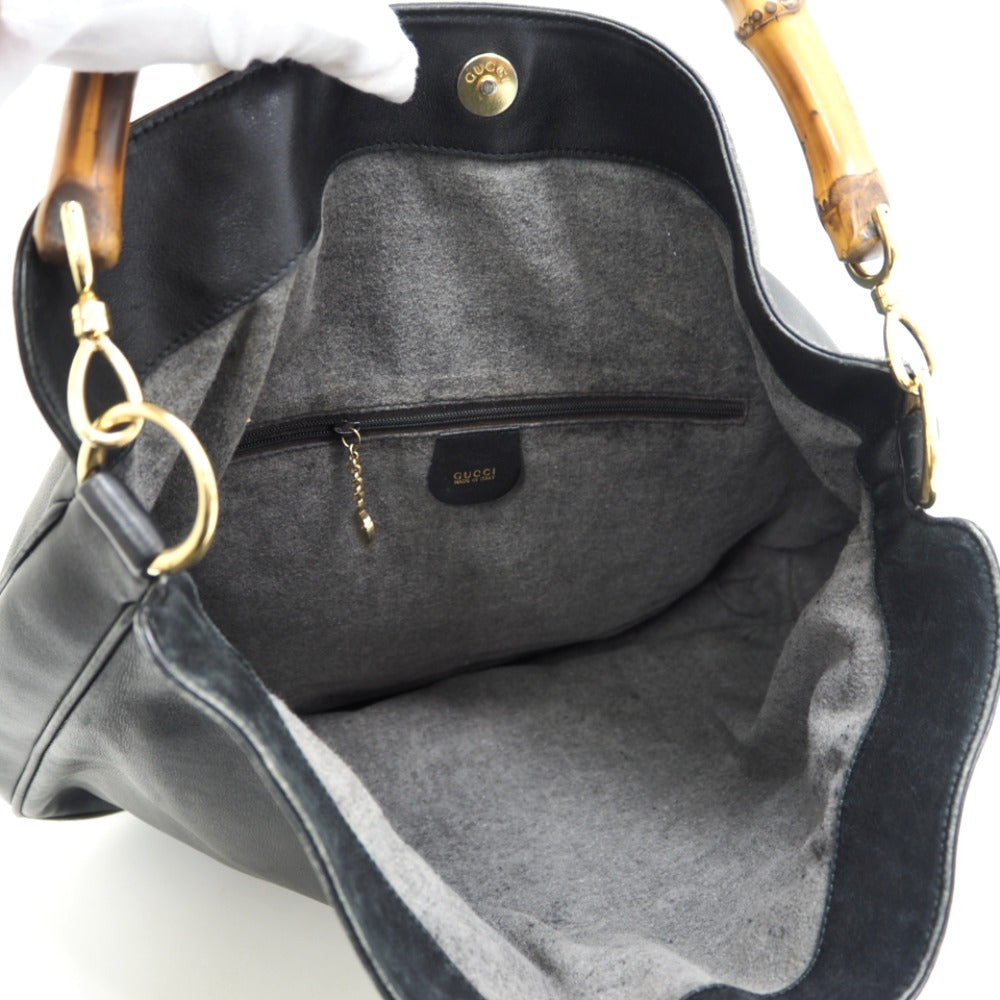 GUCCI Shoulder Bag 001 2852 1577 0 Leather, Bamboo black One Shoulder Bag Bamboo Women Used
