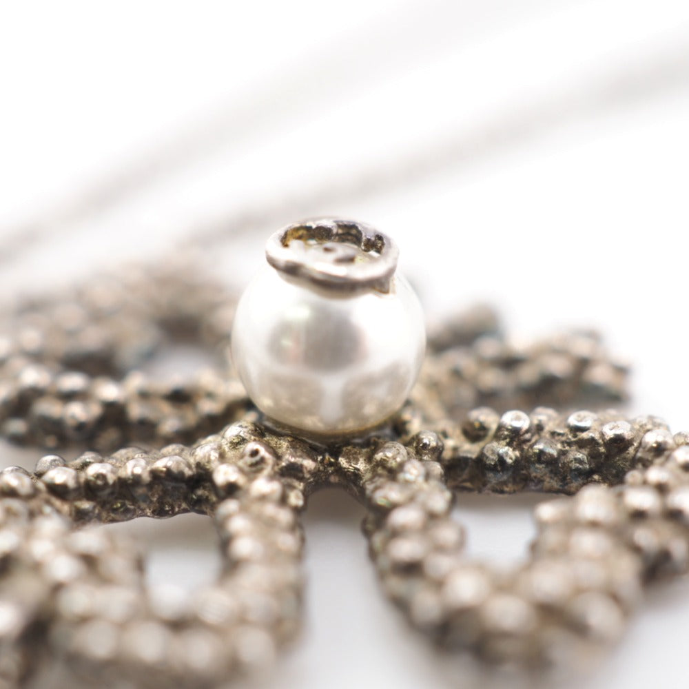 GUCCI Necklace Silver925 Silver Fake pearl Clover Women Used