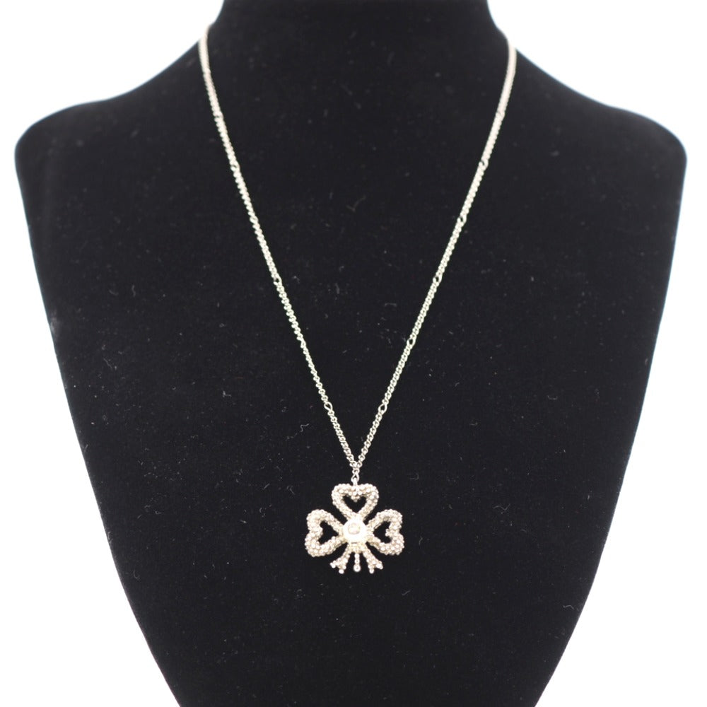 GUCCI Necklace Silver925 Silver Fake pearl Clover Women Used