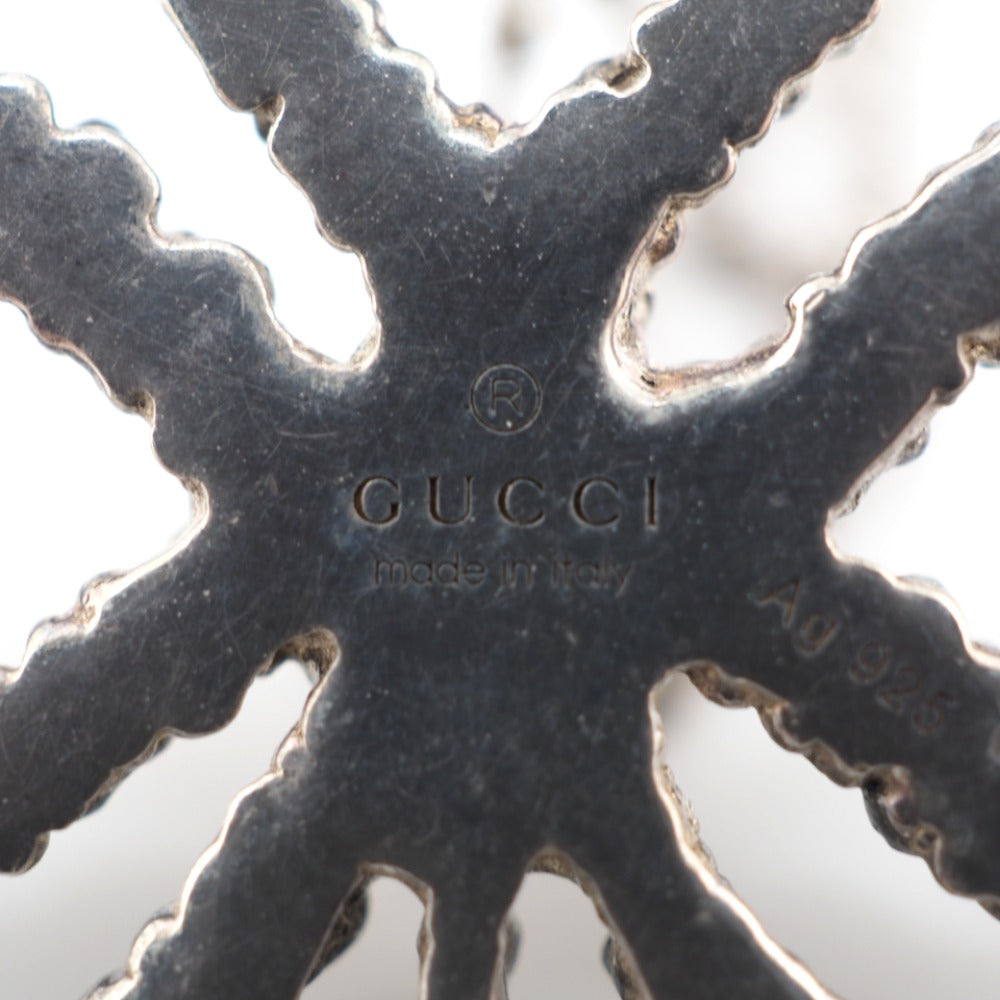 GUCCI Necklace Silver925 Silver Fake pearl Clover Women Used