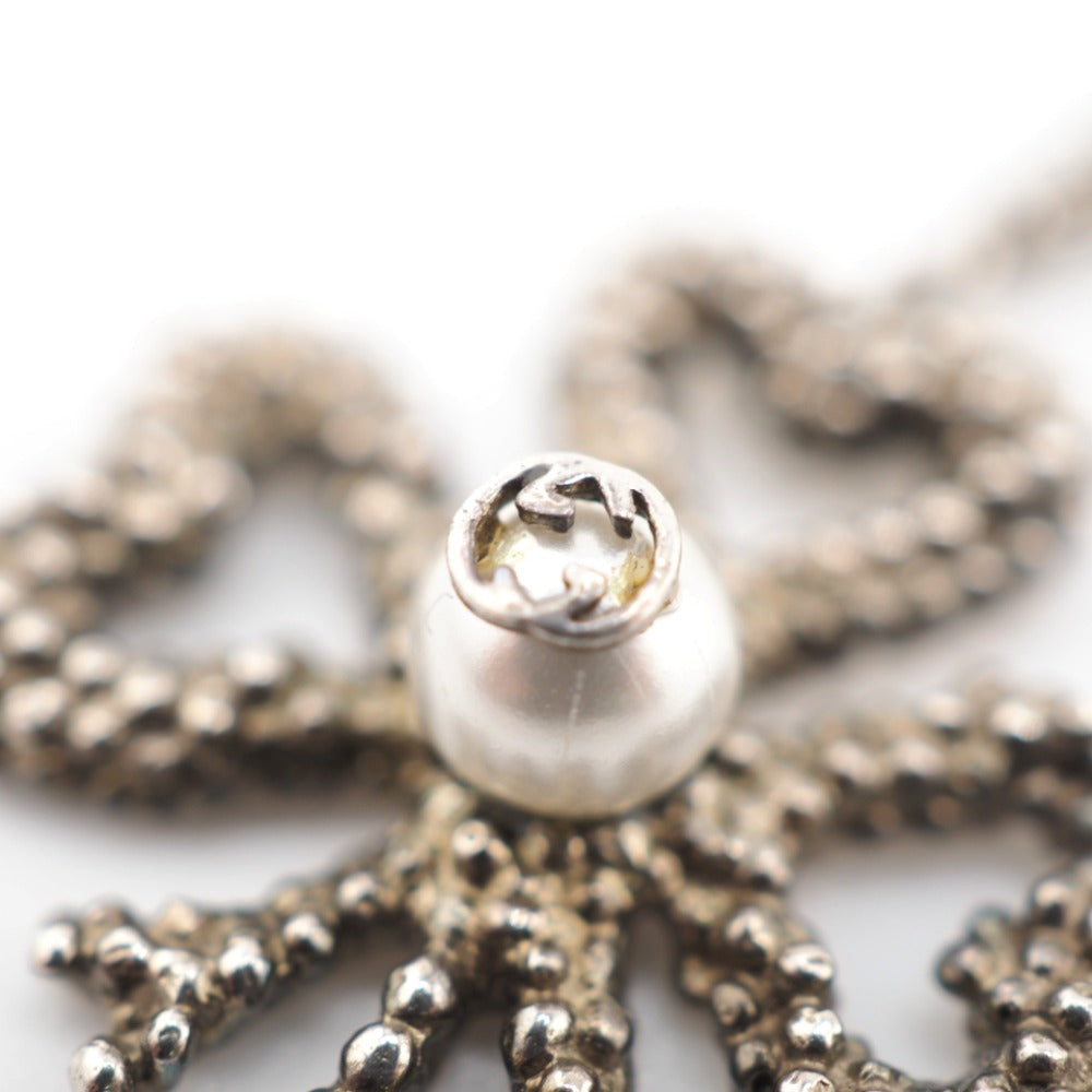 GUCCI Necklace Silver925 Silver Fake pearl Clover Women Used