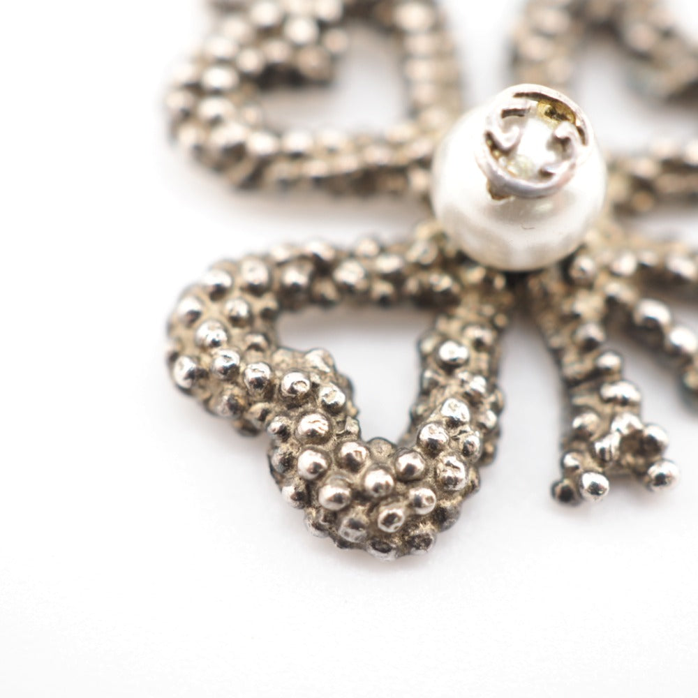 GUCCI Necklace Silver925 Silver Fake pearl Clover Women Used