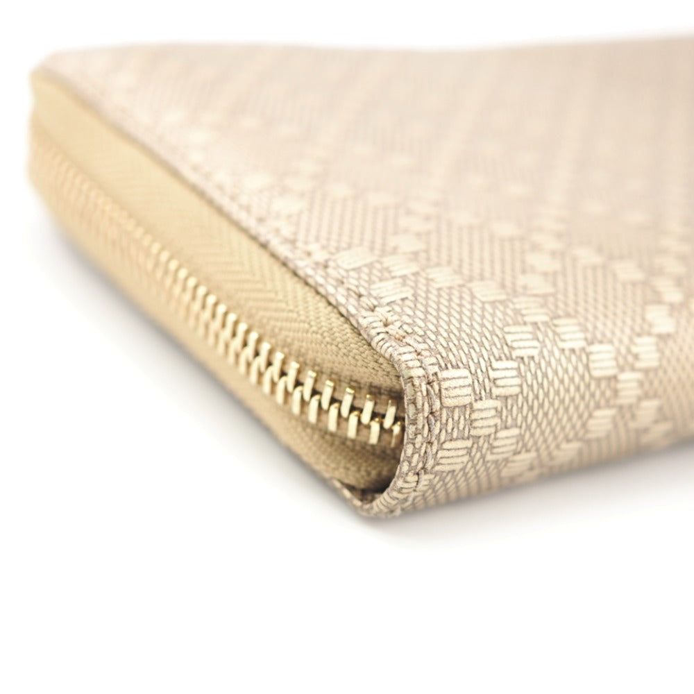 GUCCI Long Wallet Purse 224253 embossed calf leather Champagne Zip Around Bamboo Diamante Women Used