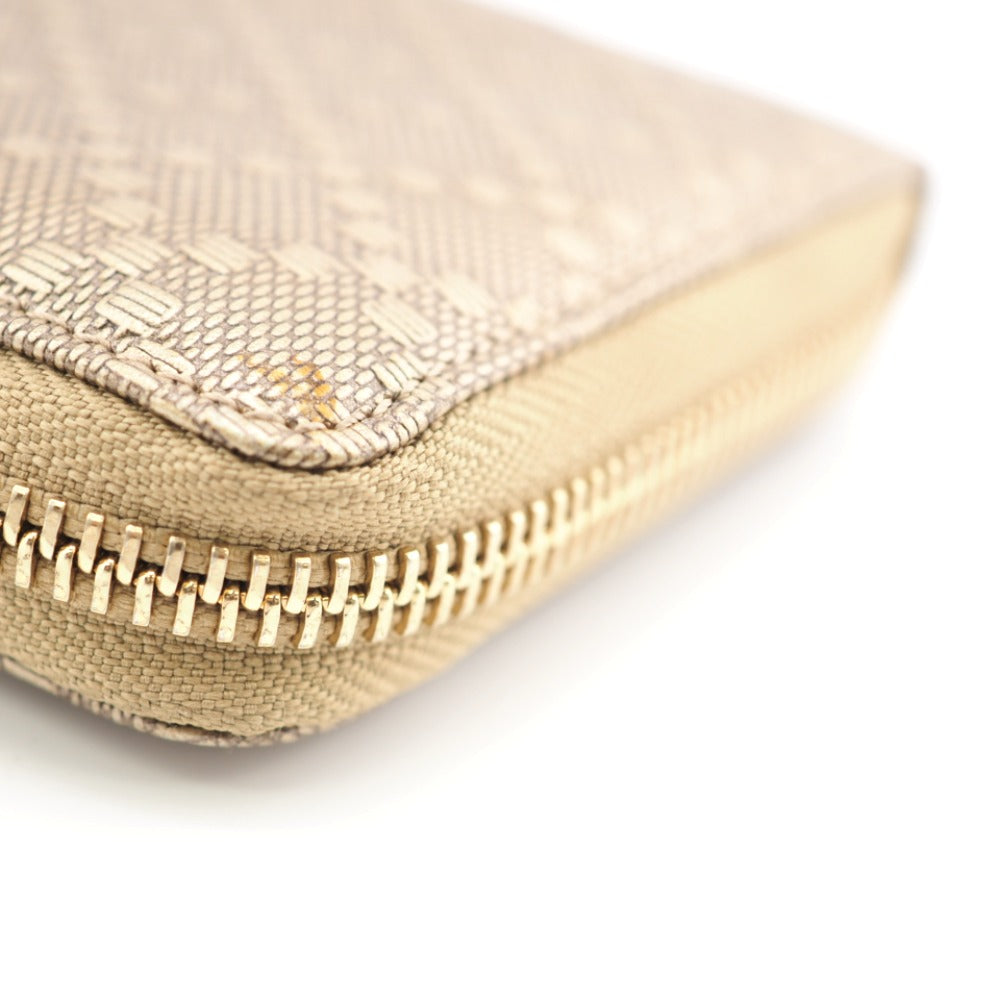 GUCCI Long Wallet Purse 224253 embossed calf leather Champagne Zip Around Bamboo Diamante Women Used