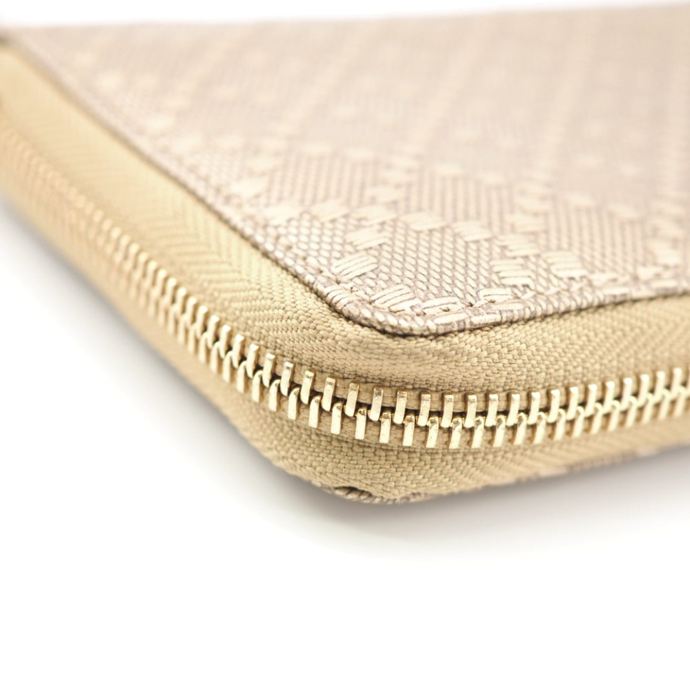 GUCCI Long Wallet Purse 224253 embossed calf leather Champagne Zip Around Bamboo Diamante Women Used