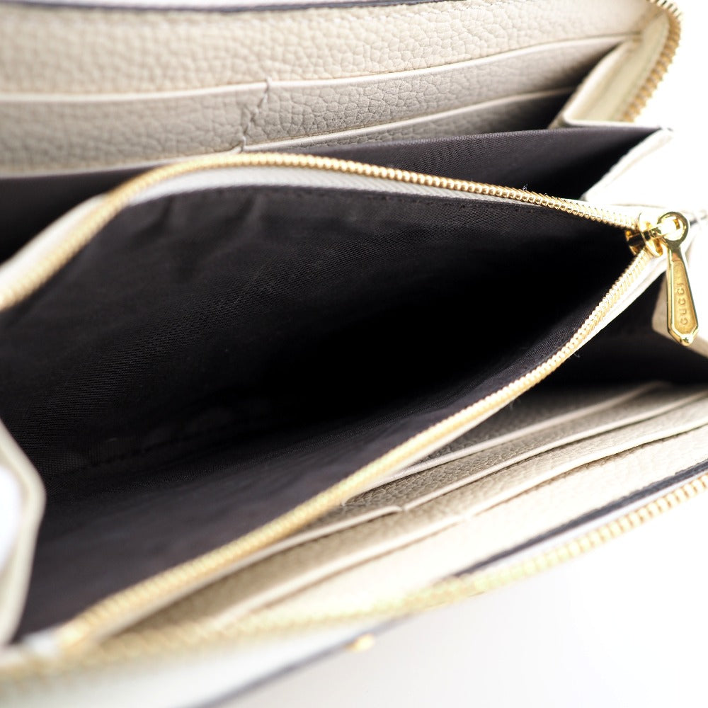 GUCCI Long Wallet Purse 570661 leather cream Zip Around Zumi Women Used