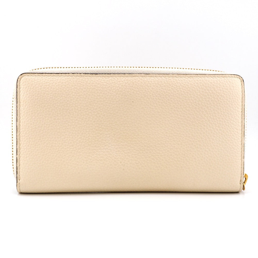 GUCCI Long Wallet Purse 570661 leather cream Zip Around Zumi Women Used