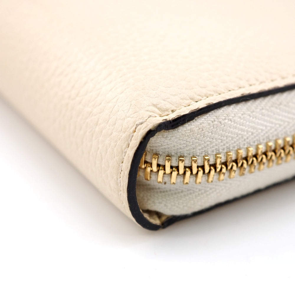 GUCCI Long Wallet Purse 570661 leather cream Zip Around Zumi Women Used