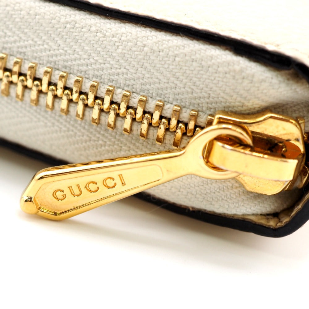 GUCCI Long Wallet Purse 570661 leather cream Zip Around Zumi Women Used