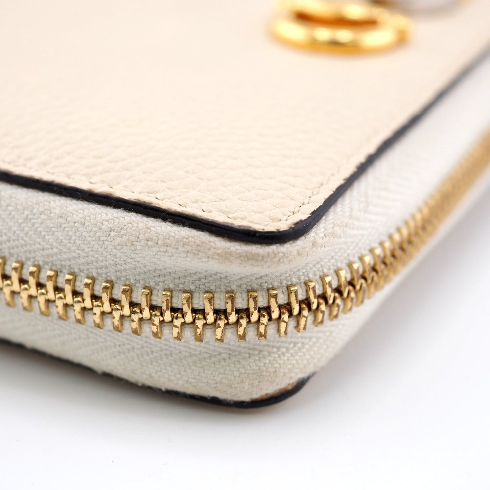 GUCCI Long Wallet Purse 570661 leather cream Zip Around Zumi Women Used