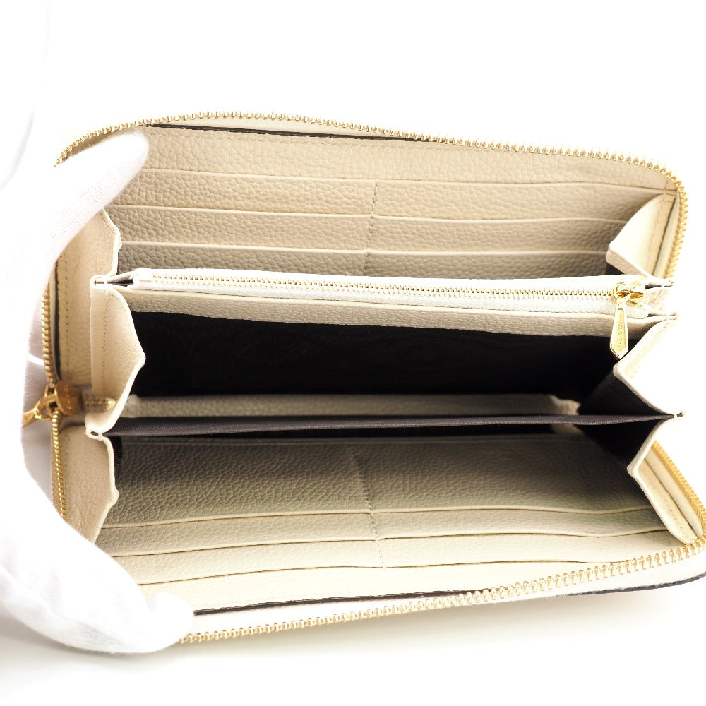 GUCCI Long Wallet Purse 570661 leather cream Zip Around Zumi Women Used