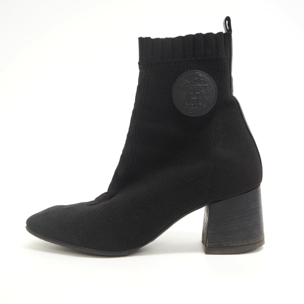 HERMES boots cotton black short boots volver knit Women 36 Used