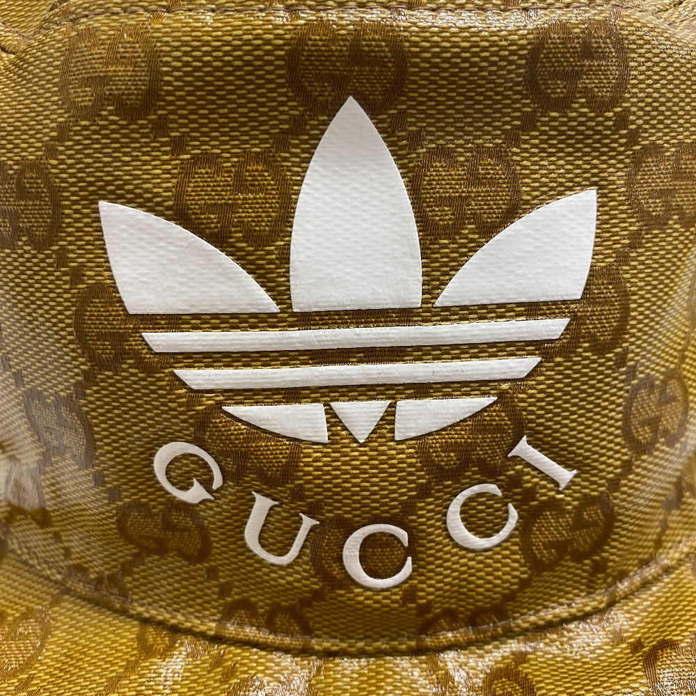GUCCI hat 696484 Cotton, Nylon Brown Adidas Bucket Hat GG crystal S 57 mens S Used