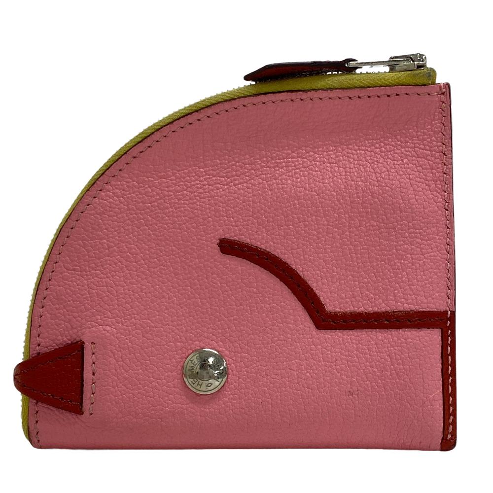 HERMES Coin case leather pink Paddock Chevrumizor Women Used