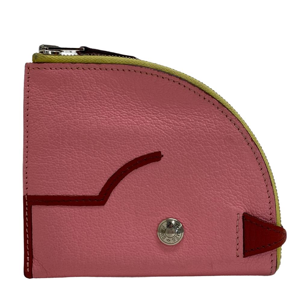 HERMES Coin case leather pink Paddock Chevrumizor Women Used
