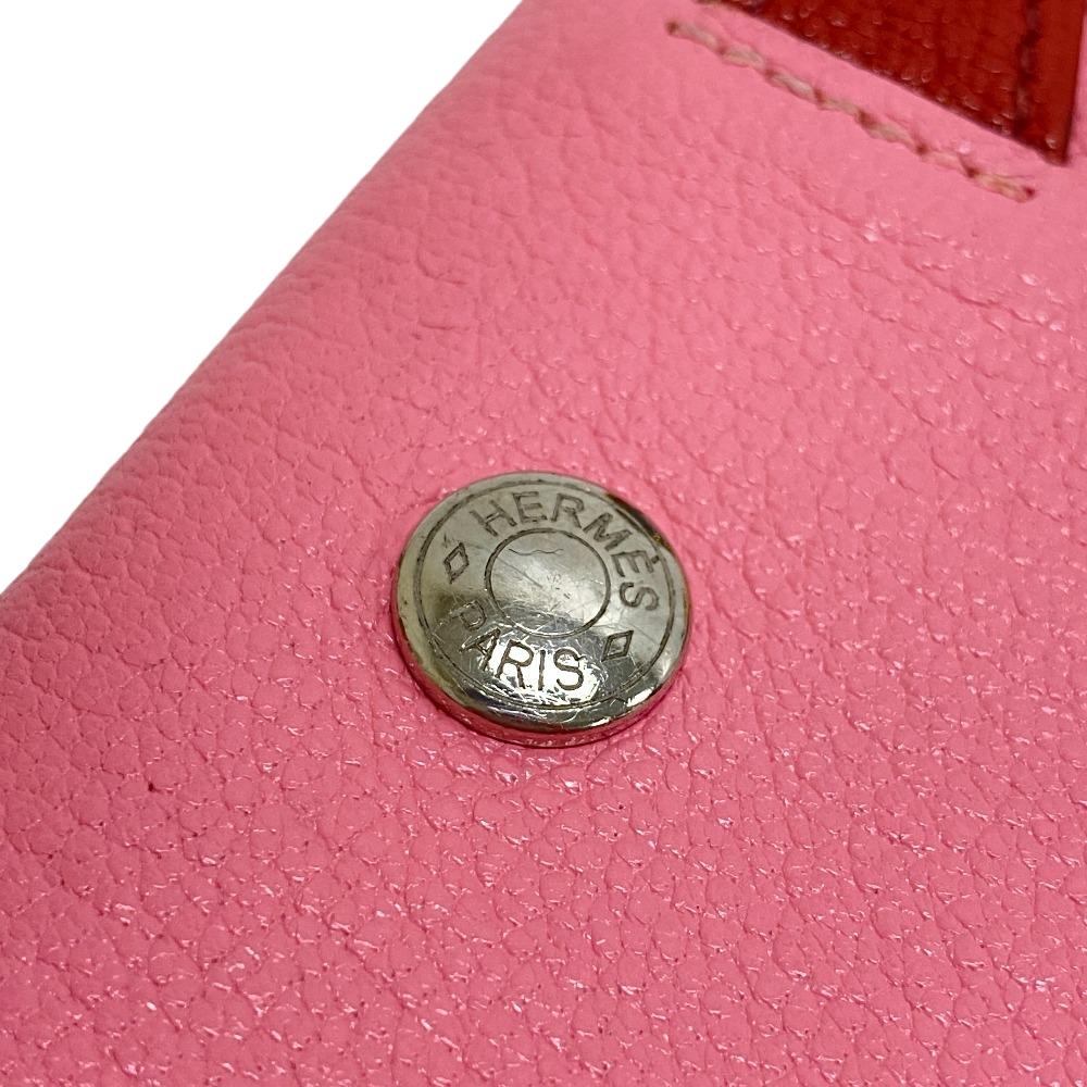 HERMES Coin case leather pink Paddock Chevrumizor Women Used