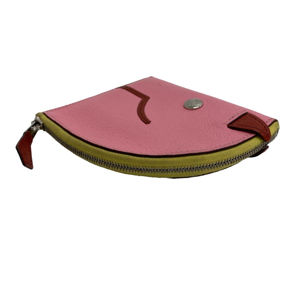 HERMES Coin case leather pink Paddock Chevrumizor Women Used