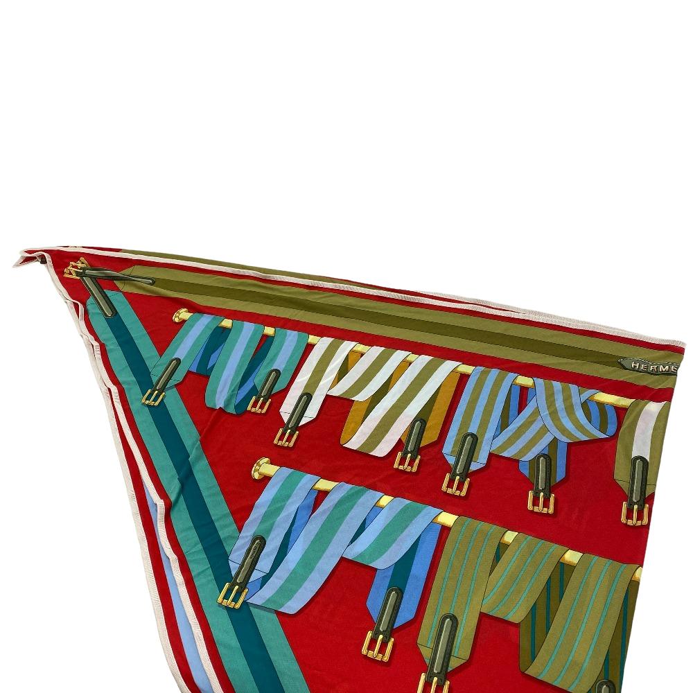 HERMES scarf silk Red Triangle Jean Women Used