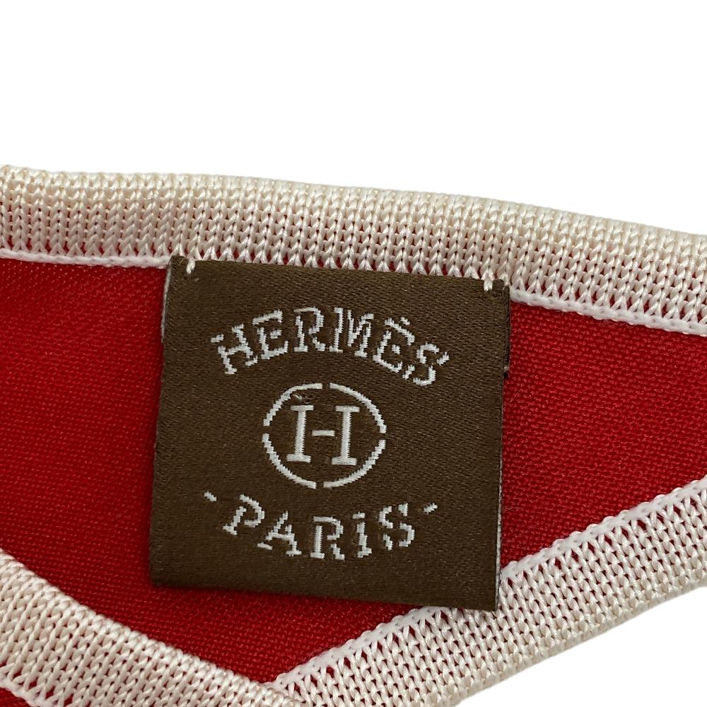 HERMES scarf silk Red Triangle Jean Women Used