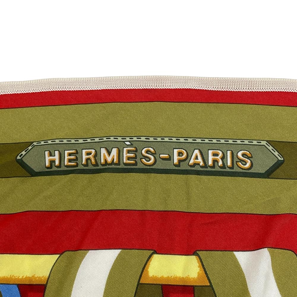 HERMES scarf silk Red Triangle Jean Women Used