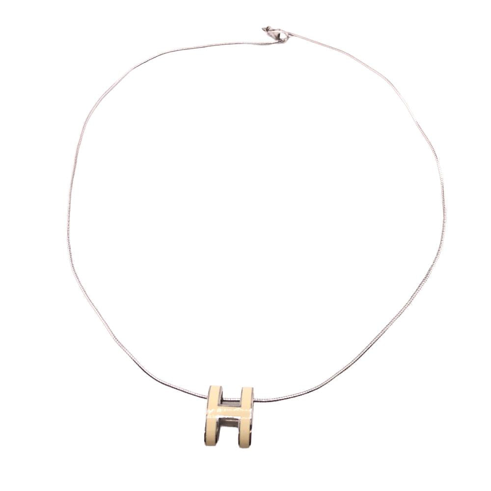HERMES Necklace lacquer Silver Pop Ash H Women Used