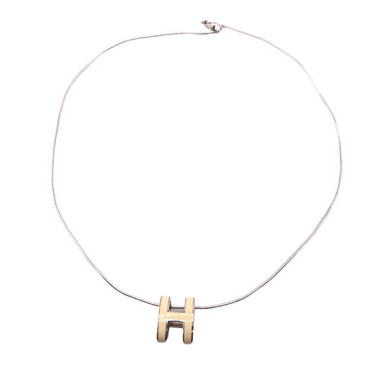 HERMES Necklace lacquer Silver Pop Ash H Women Used
