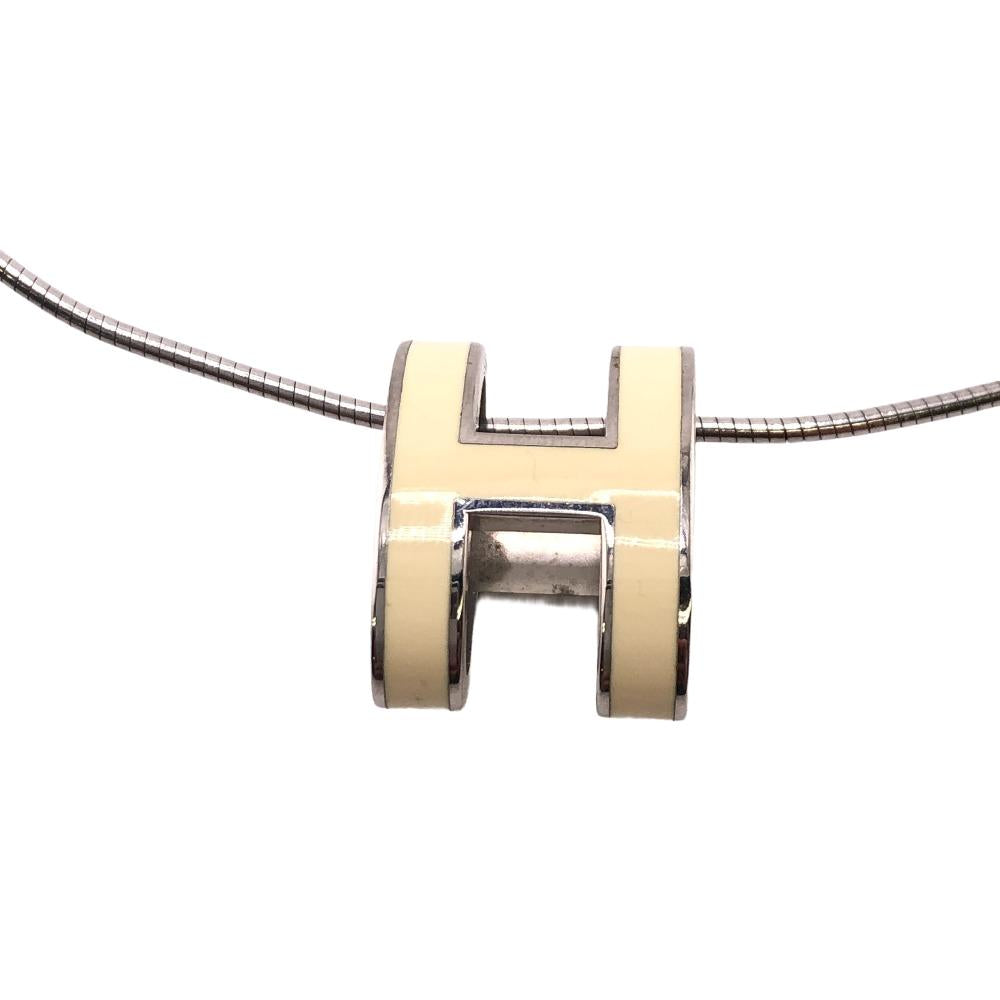HERMES Necklace lacquer Silver Pop Ash H Women Used