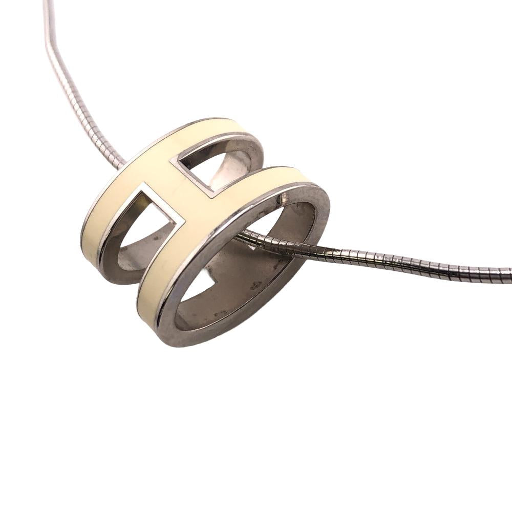 HERMES Necklace lacquer Silver Pop Ash H Women Used