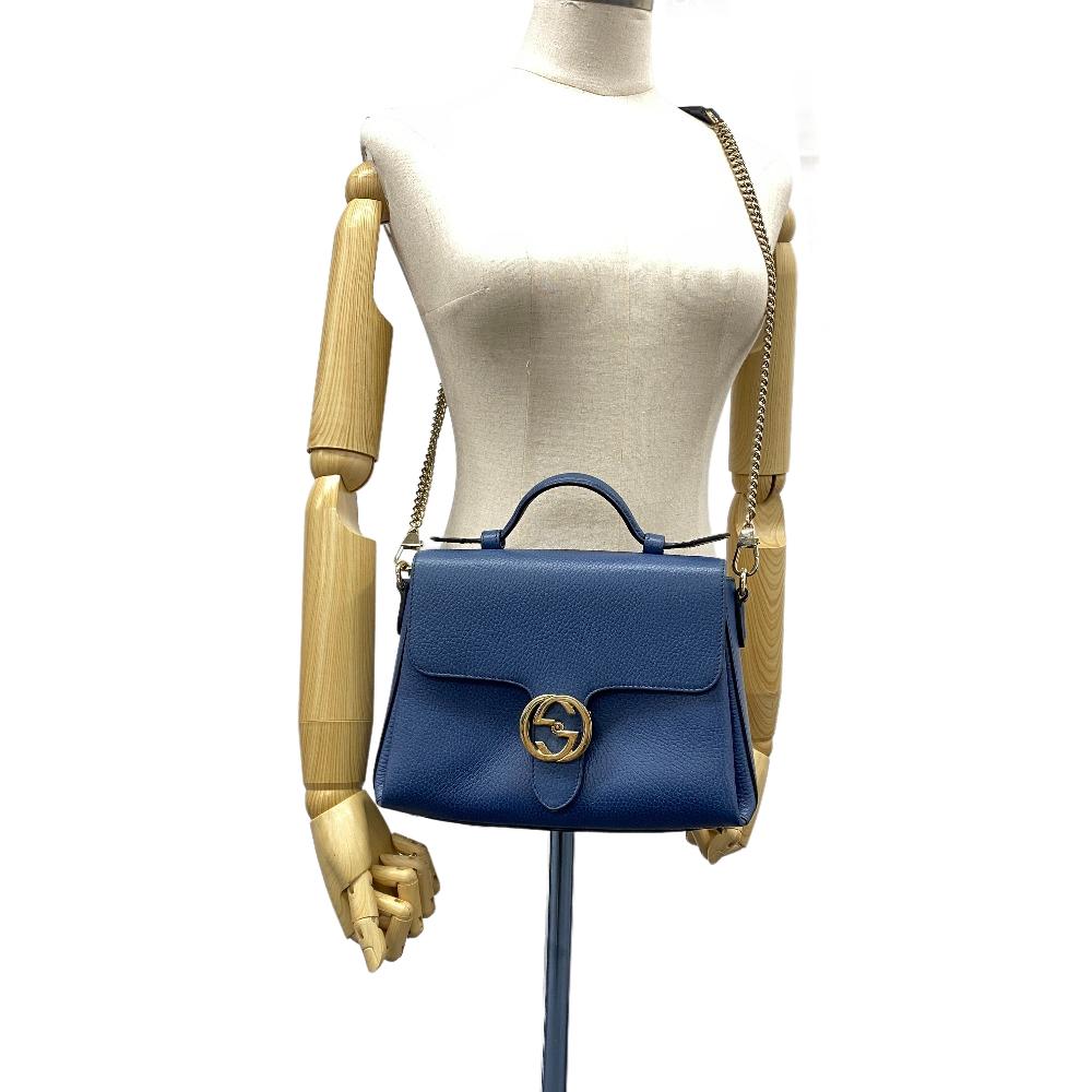 GUCCI Shoulder Bag 510302 leather blue