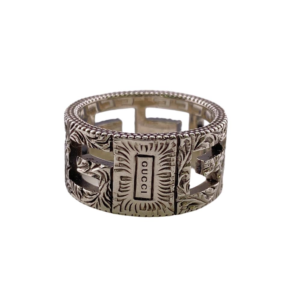 GUCCI Ring Silver925 Silver Square G Arabesque