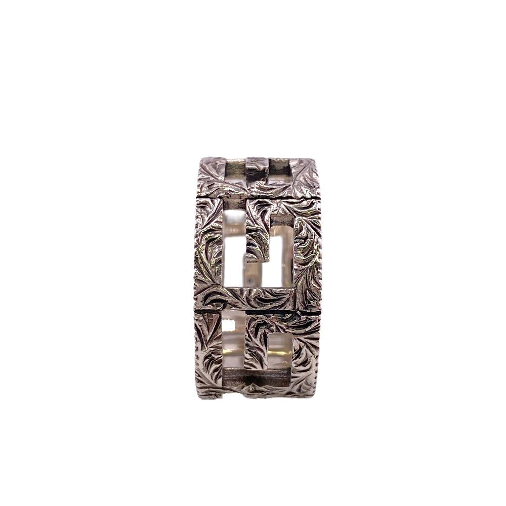GUCCI Ring Silver925 Silver Square G Arabesque