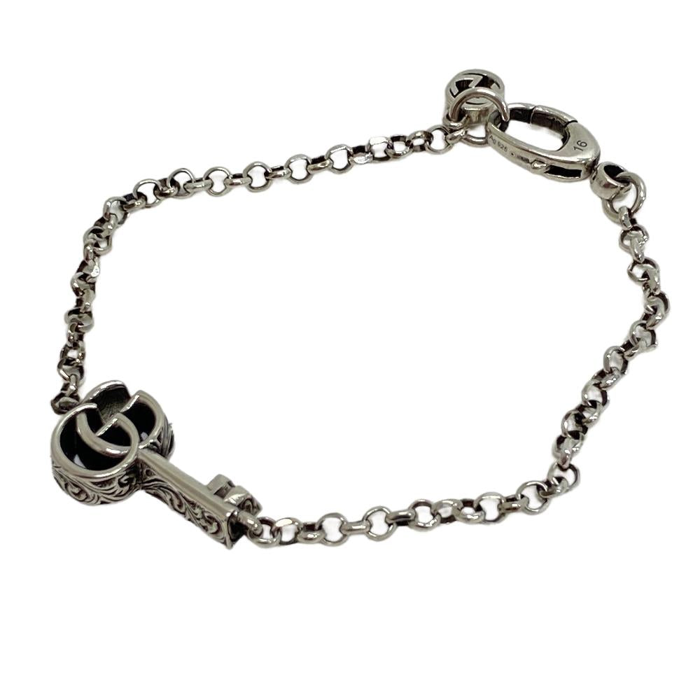 GUCCI bracelet Silver925 Silver 16 925 6.9g double G key Arabesque Women(Unisex) Used