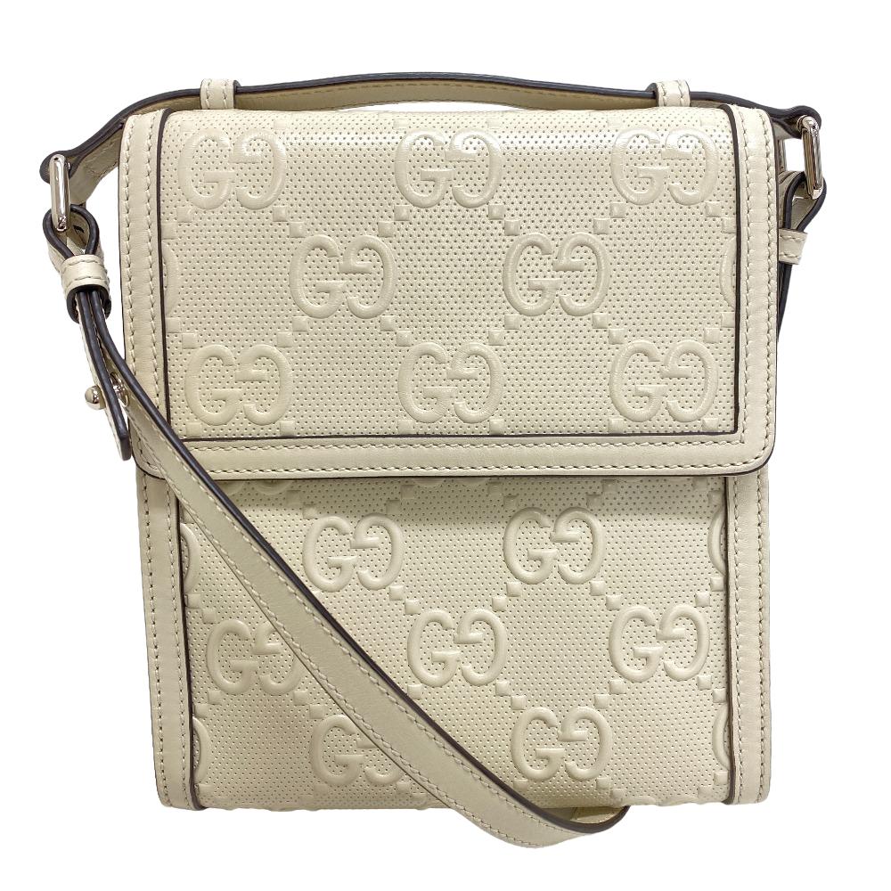 GUCCI Shoulder Bag 625782 leather white GG emboss Women Used