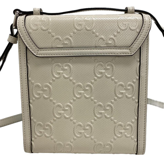 GUCCI Shoulder Bag 625782 leather white GG emboss Women Used