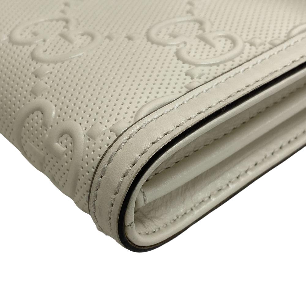 GUCCI Shoulder Bag 625782 leather white GG emboss Women Used