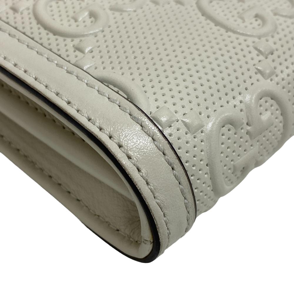 GUCCI Shoulder Bag 625782 leather white GG emboss Women Used