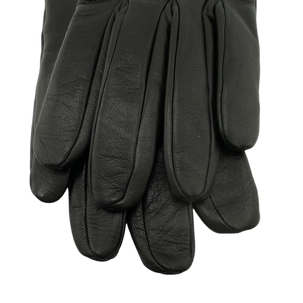 HERMES gloves leather black Chene Dunkle