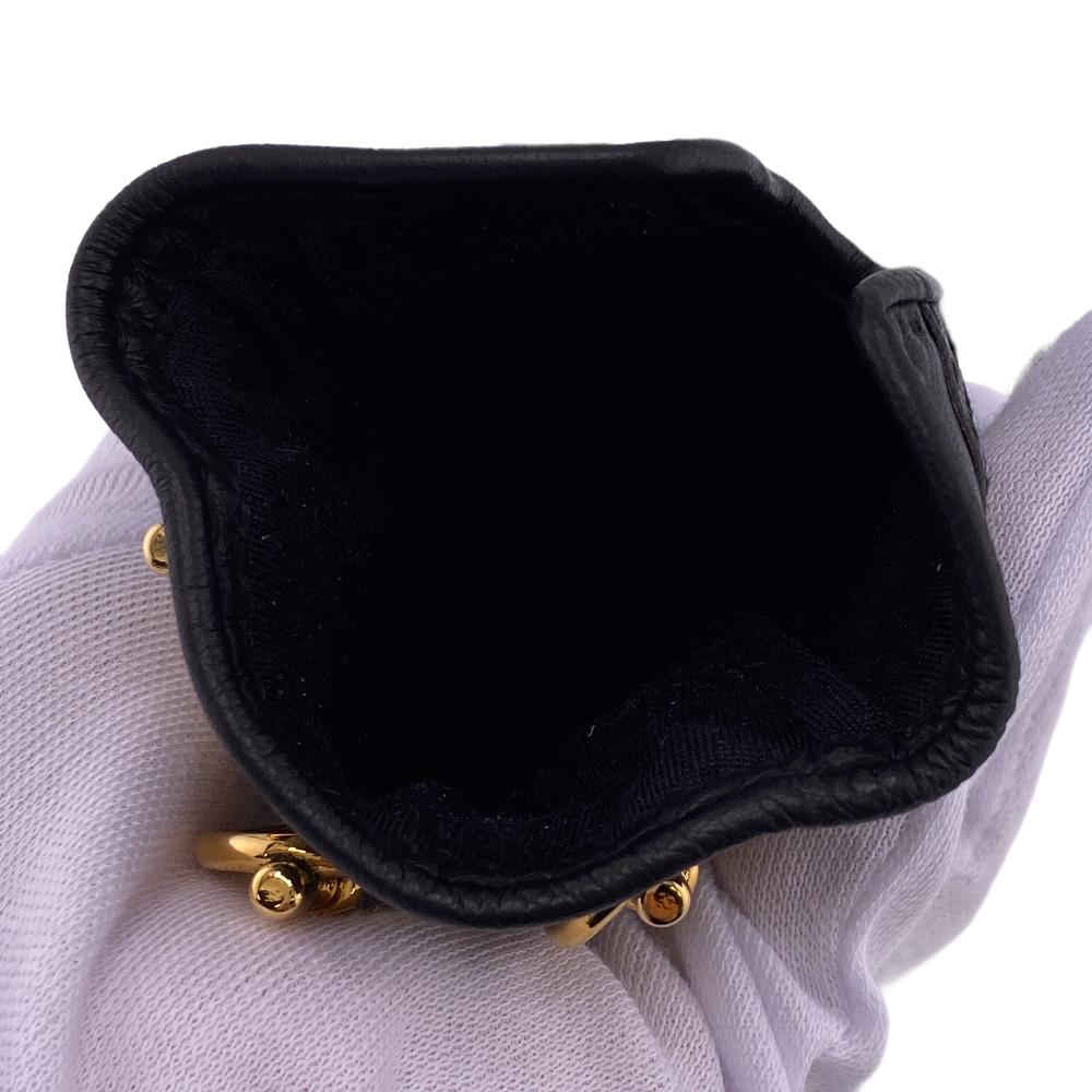 HERMES gloves leather black Chene Dunkle
