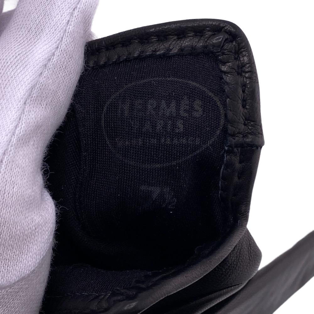 HERMES gloves leather black Chene Dunkle
