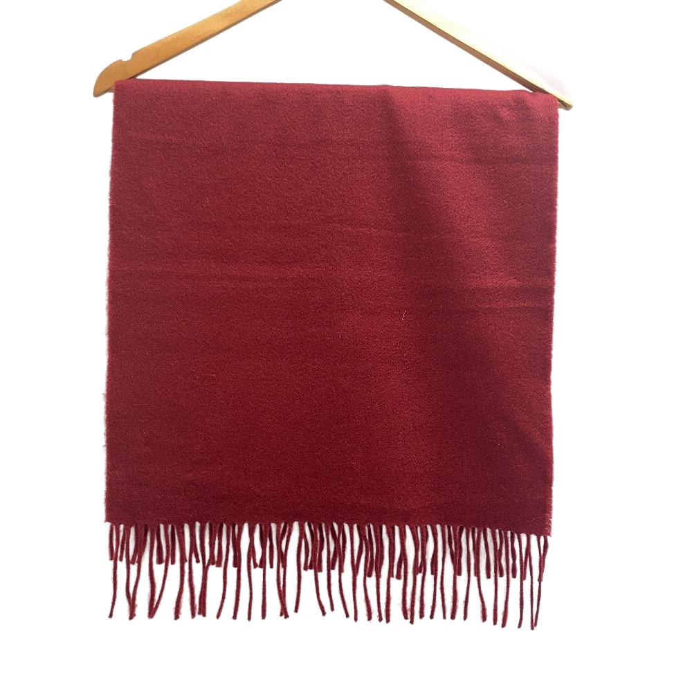 HERMES Scarf cashmere Red fringe Women(Unisex) Used