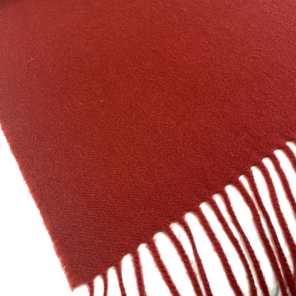 HERMES Scarf cashmere Red fringe Women(Unisex) Used