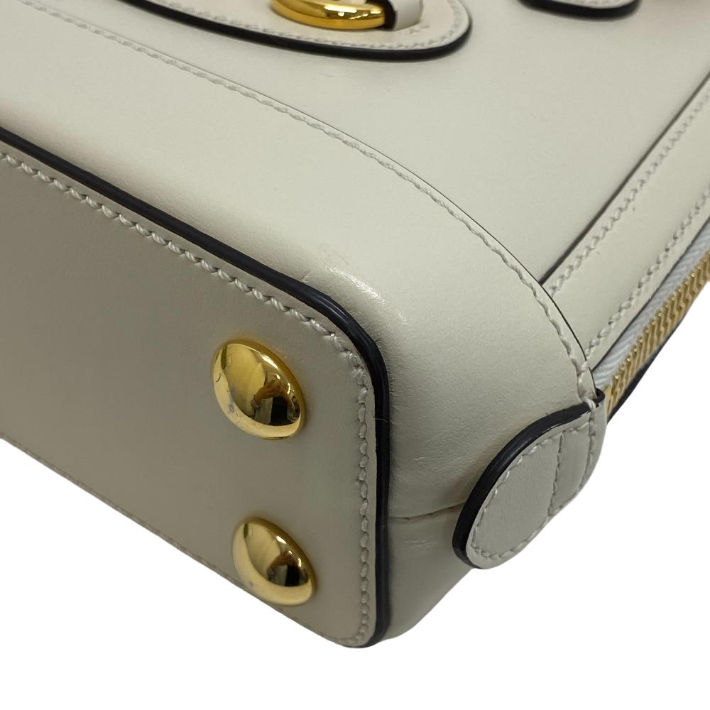 GUCCI Handbag 640716 leather white 2WAY Shoulder Bag Horsebit Women Used