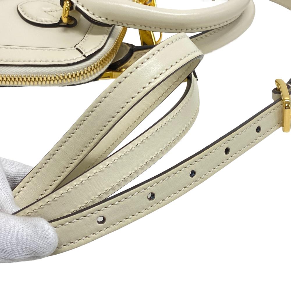 GUCCI Handbag 640716 leather white 2WAY Shoulder Bag Horsebit Women Used