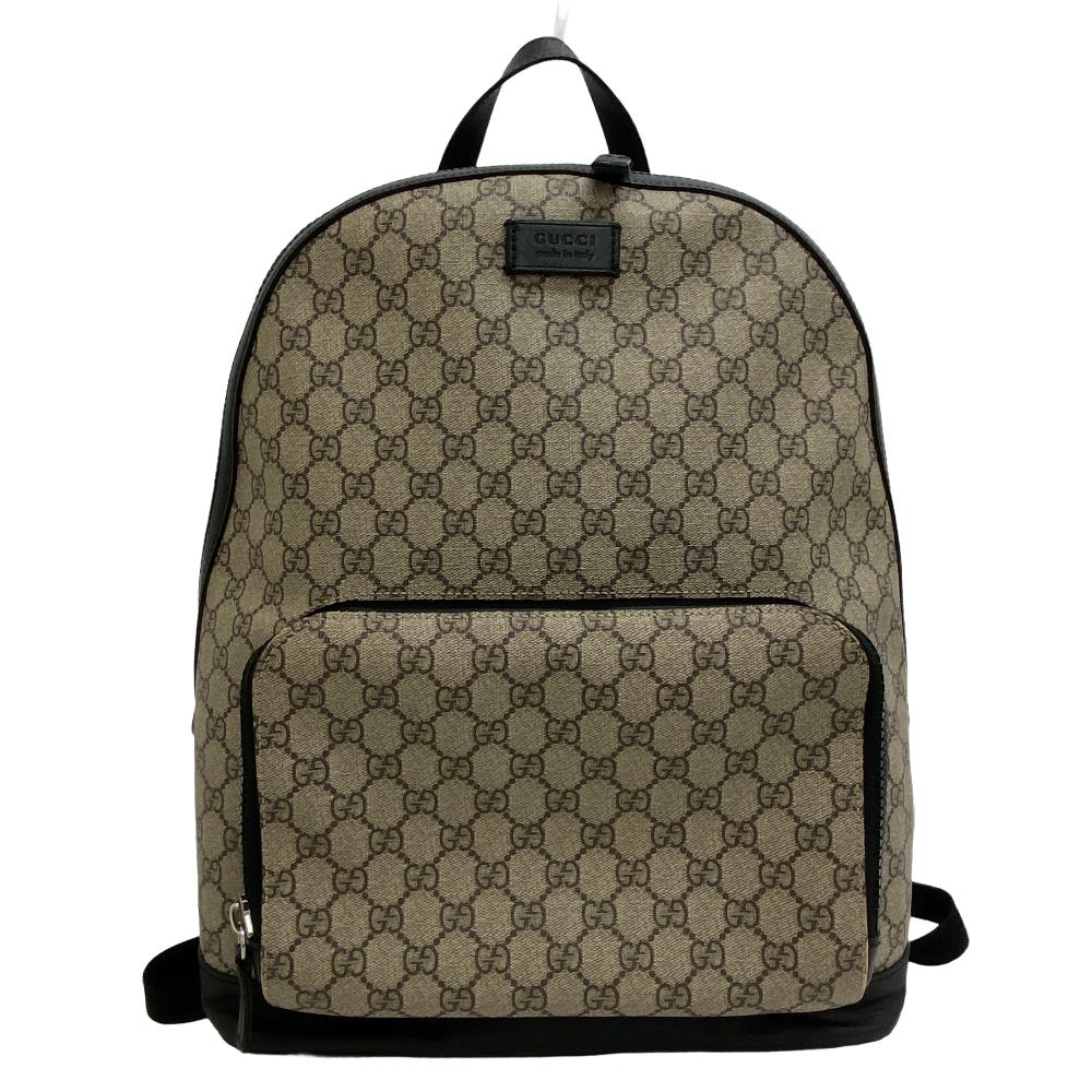 GUCCI Backpack 406370 leather beige GG Supreme Women Used