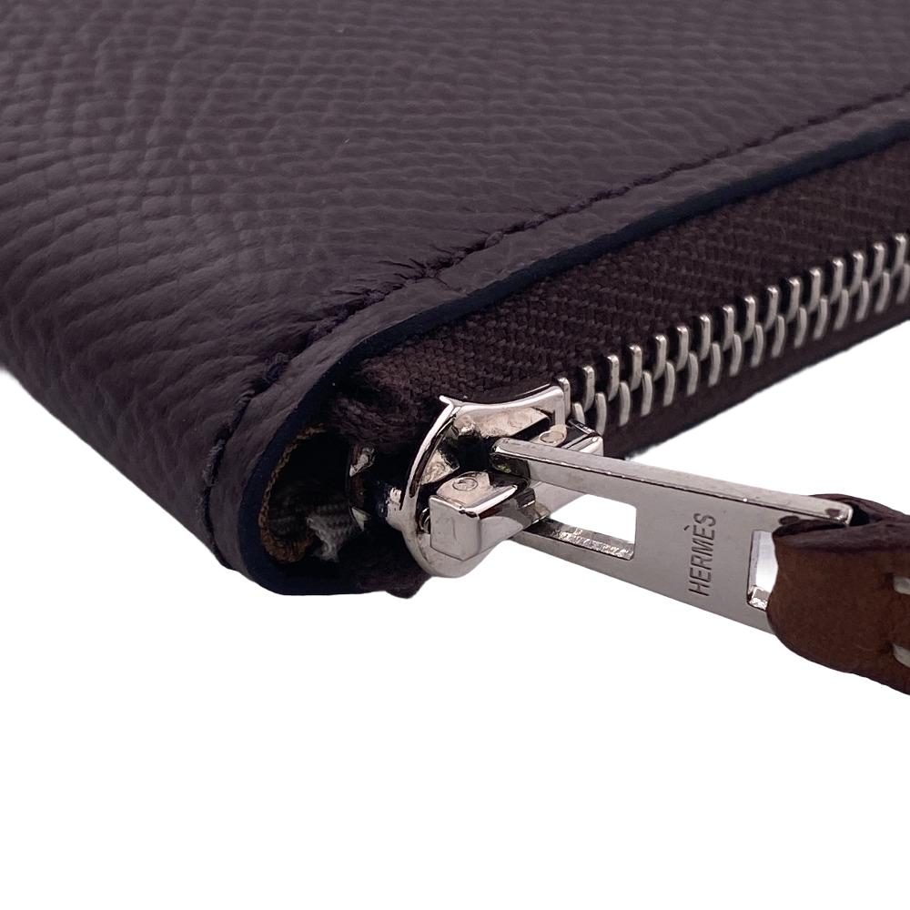 HERMES Coin case Epsom Brown Azap silk in Women(Unisex) Used