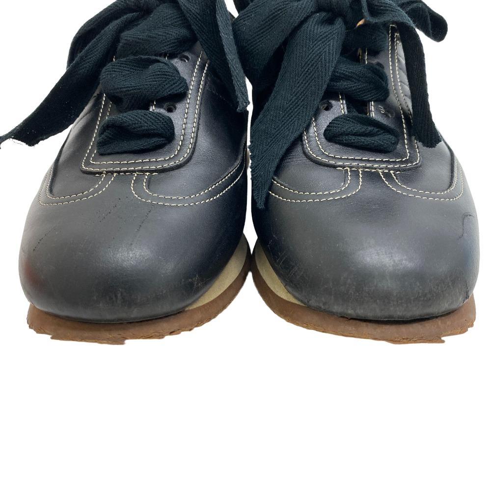 HERMES sneakers leather black Lining quick 37