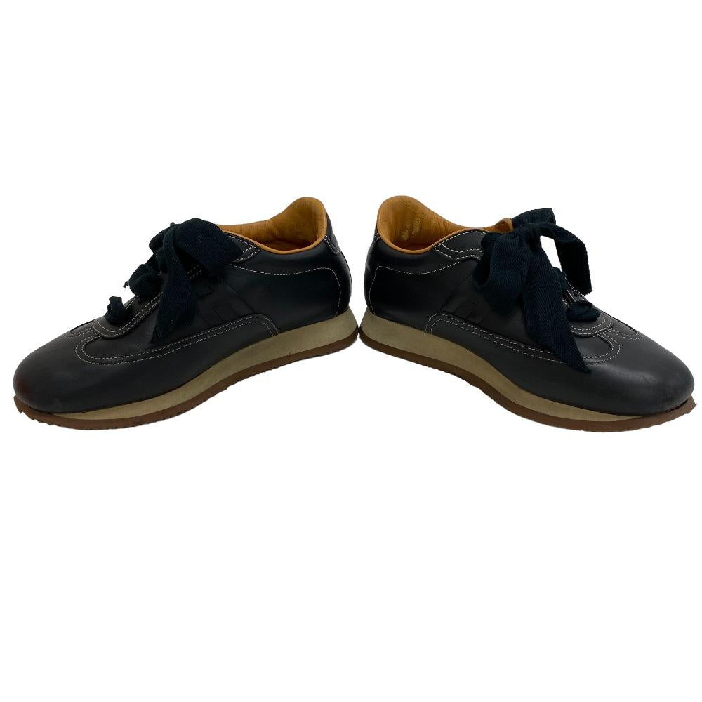 HERMES sneakers leather black Lining quick 37
